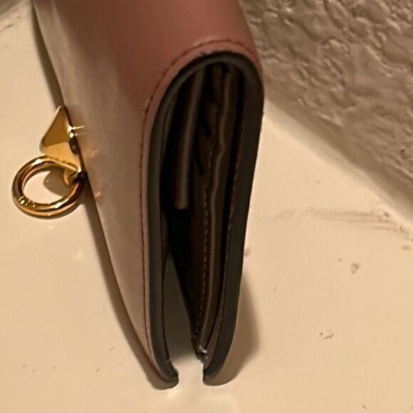 Fendi By The Way Leather Bifold Card Wallet Mauve Pink With Gold Hardware Small - Picture 7 of 15